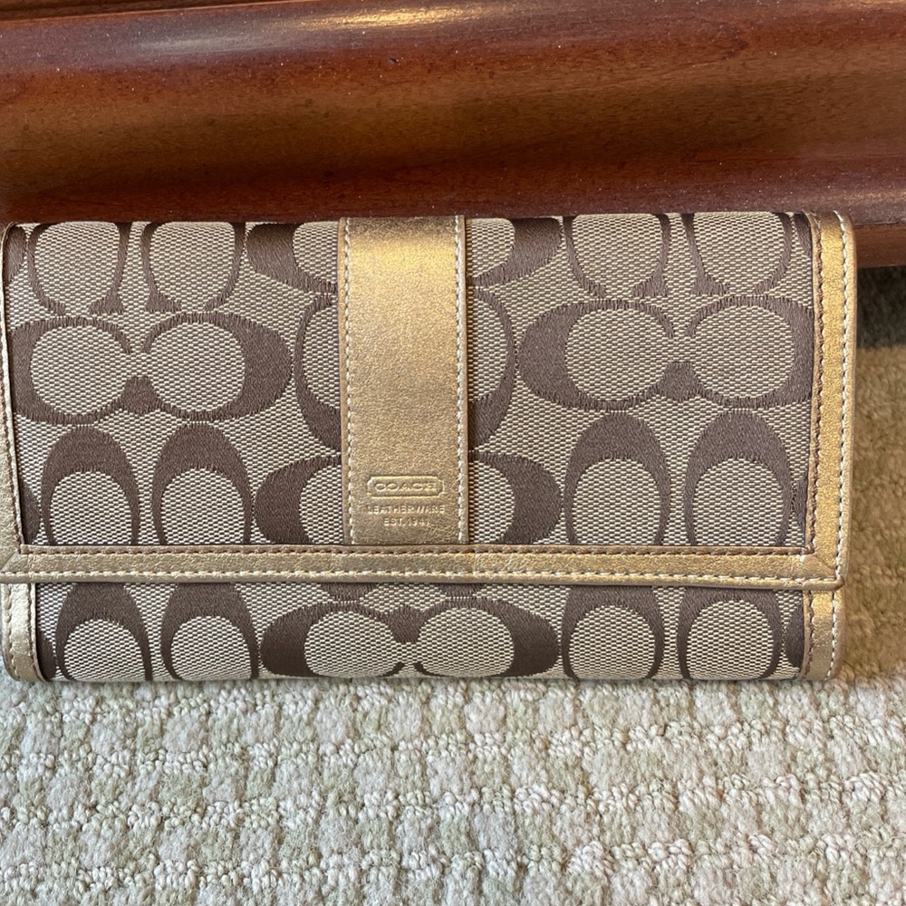 Coach Signature Brown and Tan Wallet
